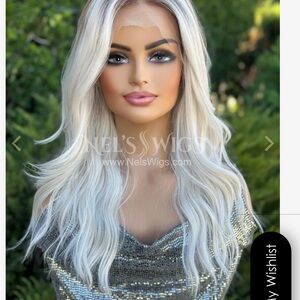 Luxury lace front platinum blonde glueless wig synthetic